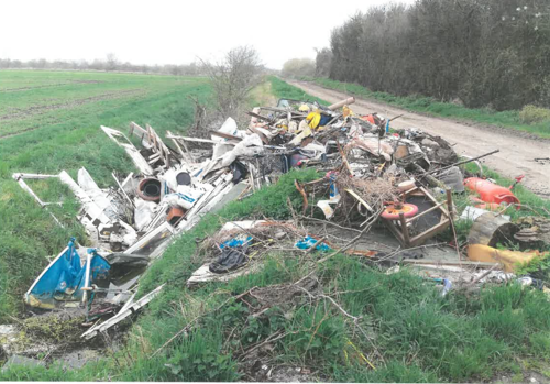 Fly tipping at Setchel Drove site