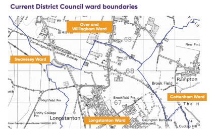 A Map showing the district ward boundaries