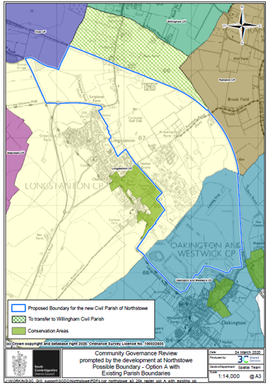 Option A - Proposed Boundary for the new Civil Parish of Northstowe