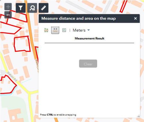 A screenshot of the map search measuring tool.