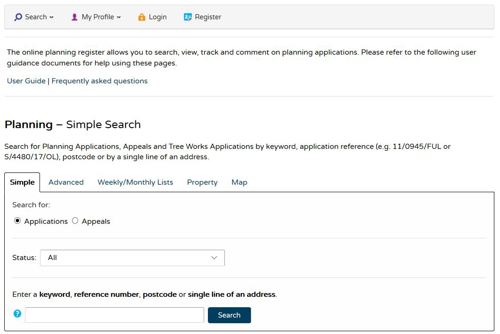 A screenshot of the public access simple search web page