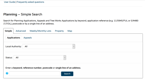 The planning application search engine