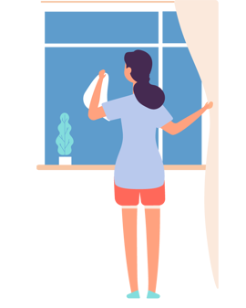 woman washing a window