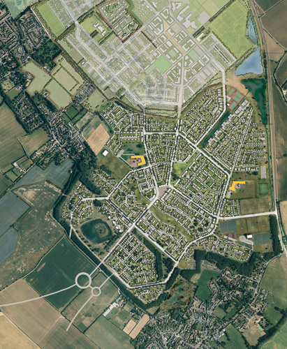 An aerial plan of Northstowe Phase 3A