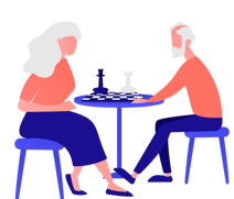 older people playing chess