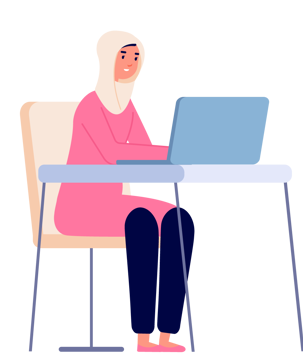 A woman using a computer