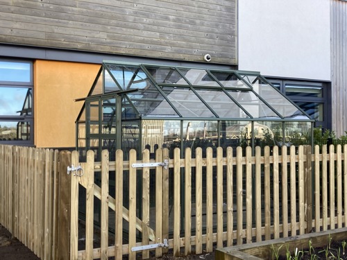 Cambourne Community garden - The outside fence and top of the green house