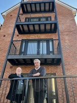Cllr John Batchelor and Cllr Brian Milnes at new Council apartments in Sawston