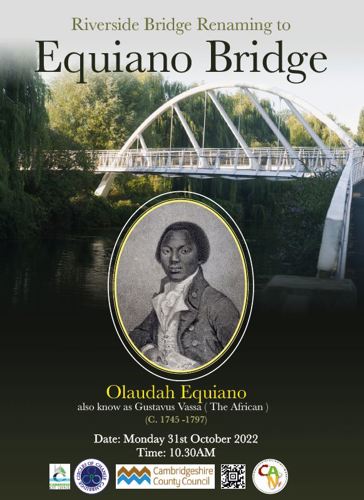 Poster describing the Riverside Bridge renaming to Equiano bridge.