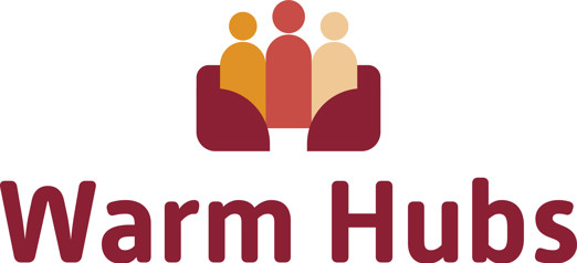 logo for warm hubs in dark red colour