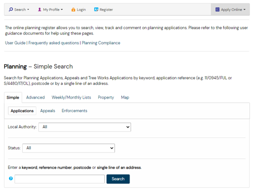 Screenshot of Simple Search Form from Public Access