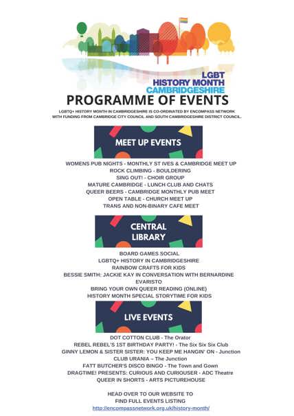 A poster of events by Encompass Network, linked above.