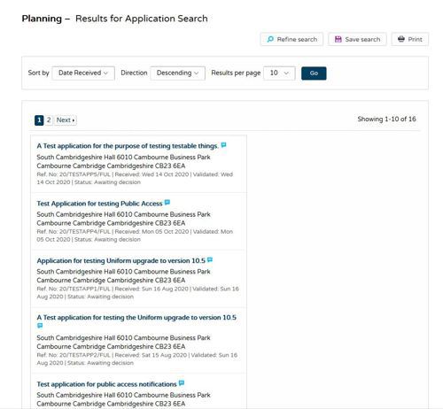 A screenshot of the search results list.