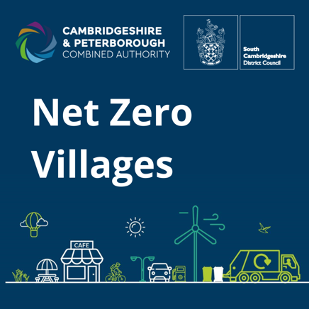 Net Zero Villages graphic showing environmentally friendly village