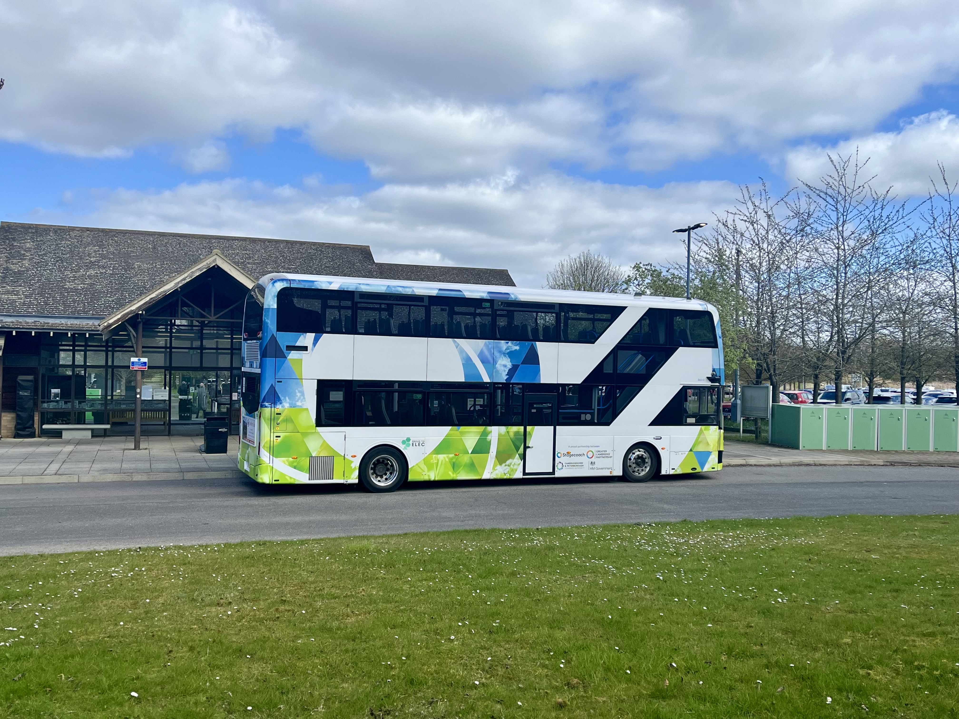 A bus at Babraham Park and Ride