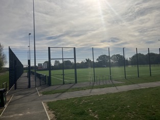 The brand-new 4G astroturf sports pitch at the Northstowe Western Park Pavilion. The artificial surface is large enough for both rugby and football matches.