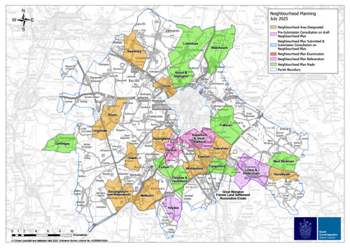 Map of Neighbourhood Plans in South Cambridgeshire