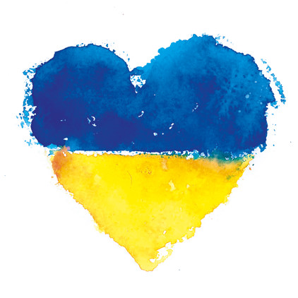 Homs For Ukraine heart in blue and yellow