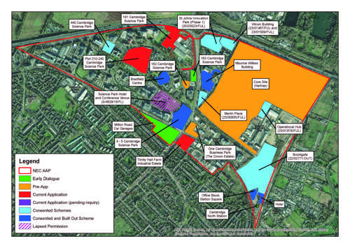 map of planning applications in NEC